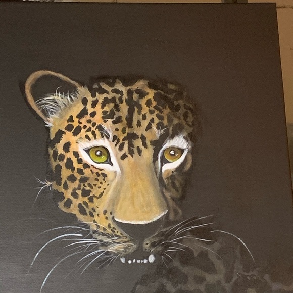 14x14 Hand Painted Leopard in Acrylic on Canvas - Picture 2 of 3